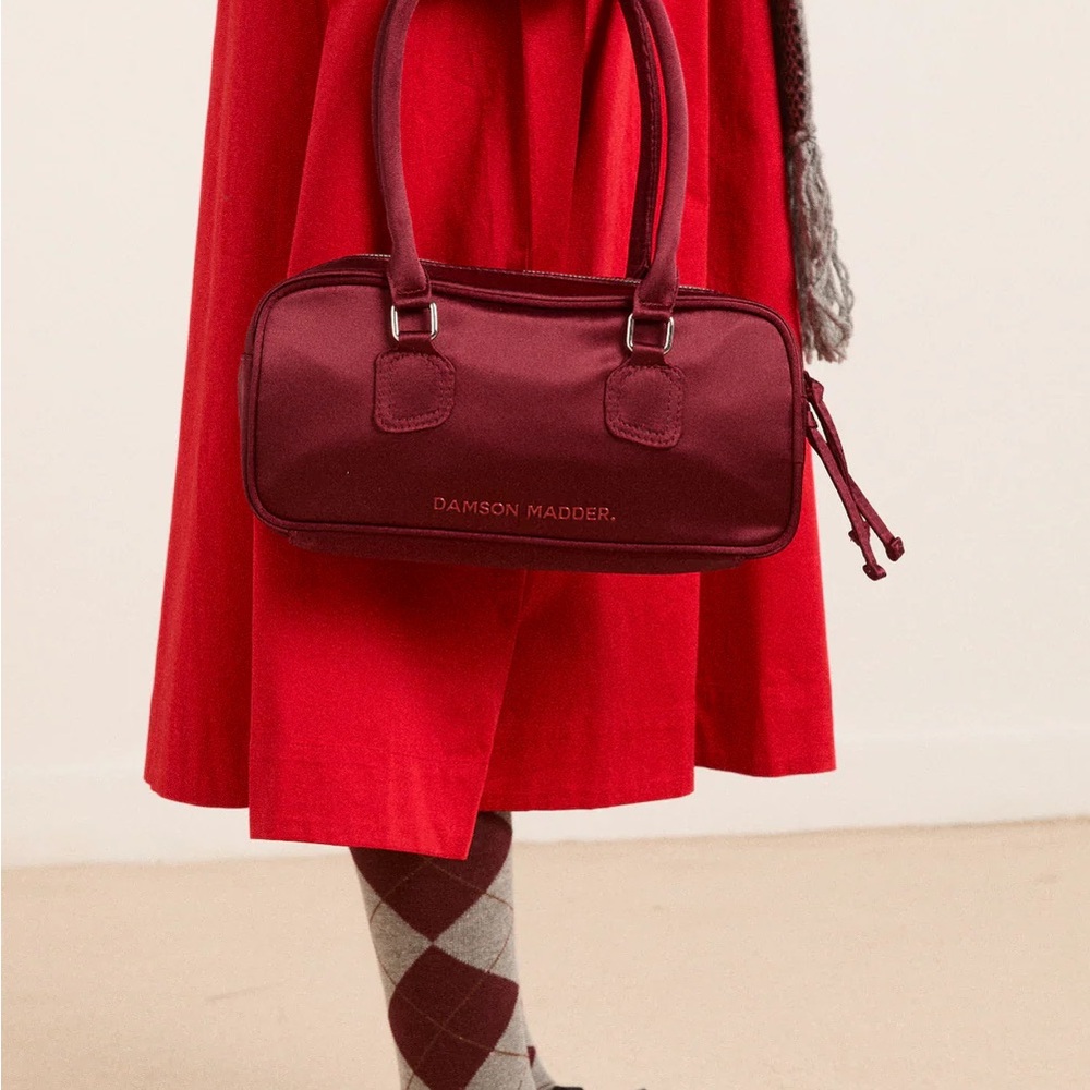 Damon Madder bowler bag burgundy satin